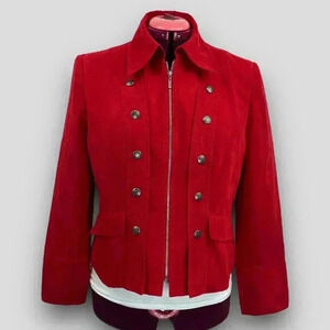 Proportion Petite Conrad C Ladies faux suede vintage zippered jacket red size 14